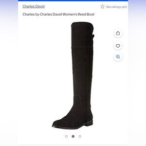 Charles David Black Over the Knee Boots with Textured Fabric